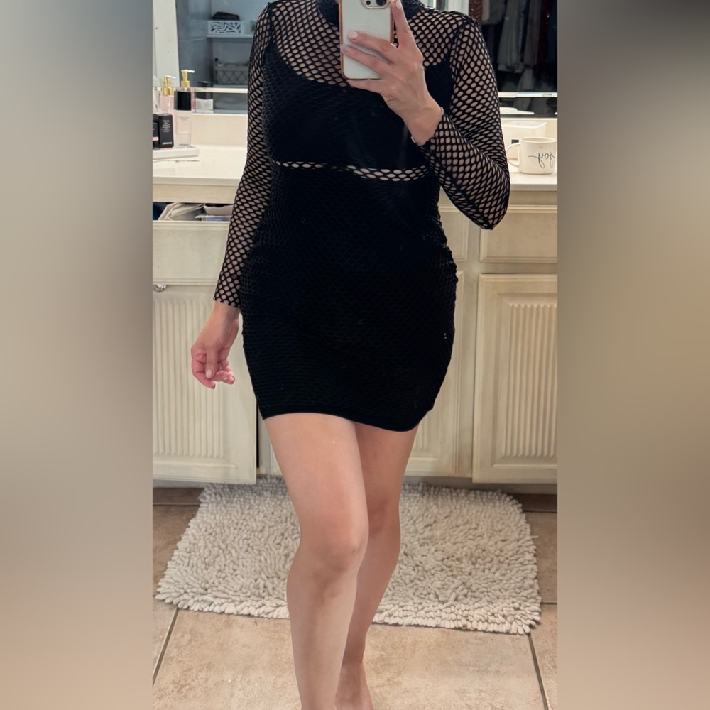 Elegant Black Mesh Dress